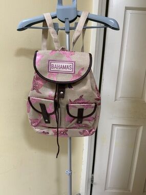 Bahamas Pink Patterned Canvas Backpack